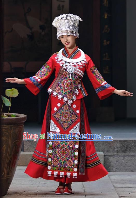 Guizhou Miao Costume Female Minority Costume Adult Xiangxi Miao Village Embroidery Stage Performance