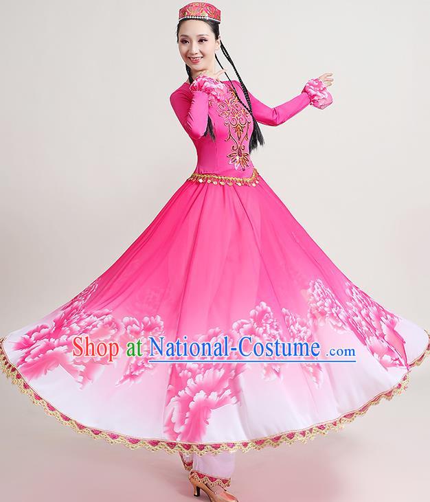 Xinjiang Dance Performance Costume New Uyghur Opening Dance Big Swing Skirt Art Test Practice Skirt Uyghur Dance Costume