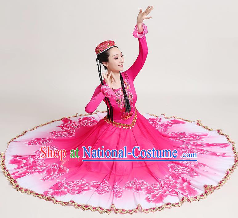 Xinjiang Dance Performance Costume New Uyghur Opening Dance Big Swing Skirt Art Test Practice Skirt Uyghur Dance Costume