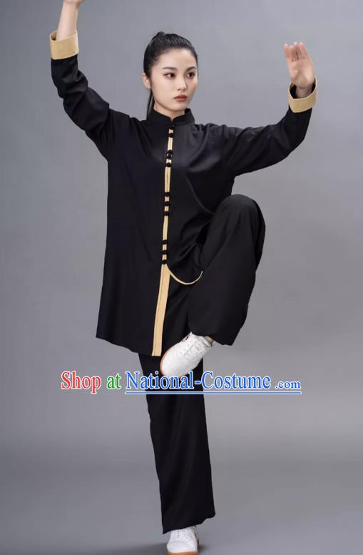 Contrasting Color Fashion Tai Chi Clothing Loose Mid Length Performance Clothing Chinese Style