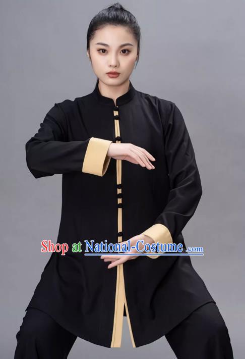 Contrasting Color Fashion Tai Chi Clothing Loose Mid Length Performance Clothing Chinese Style