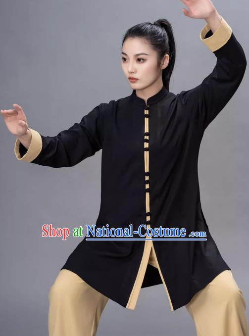 Contrasting Color Fashion Tai Chi Clothing Loose Mid Length Performance Clothing Chinese Style