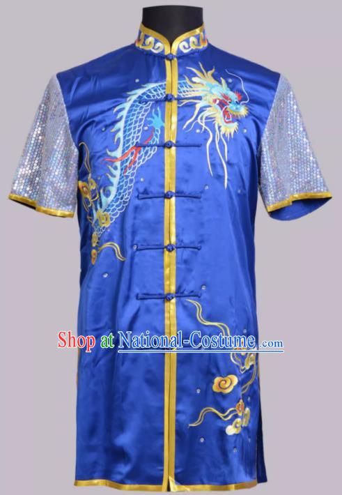 Martial Arts Clothing Sapphire Blue Performance Clothing Embroidery Chinese Style Competition Competition Youth Children