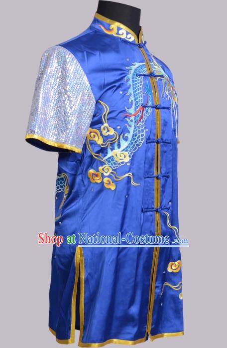 Martial Arts Clothing Sapphire Blue Performance Clothing Embroidery Chinese Style Competition Competition Youth Children