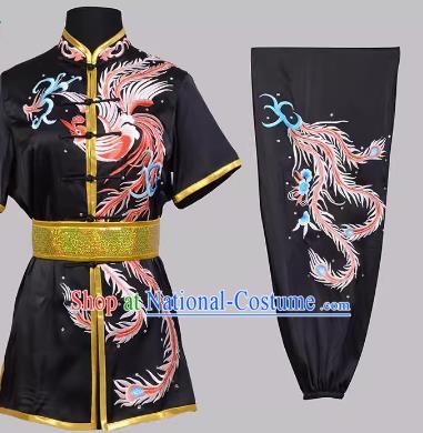 Martial Arts Nanquan Changquan Practice Children Competition Performance Colorful Clothes Embroidered Red Phoenix Black Men And Women Adults