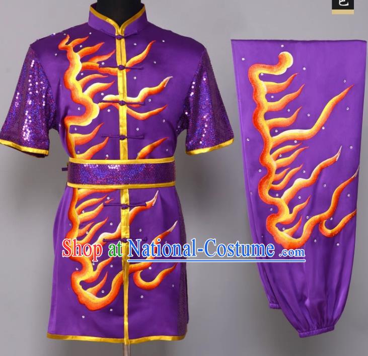 Martial Arts Clothing Embroidery Performance Clothing Flame Changquan Clothing Nanquan Clothing Practice Clothing Chinese Style