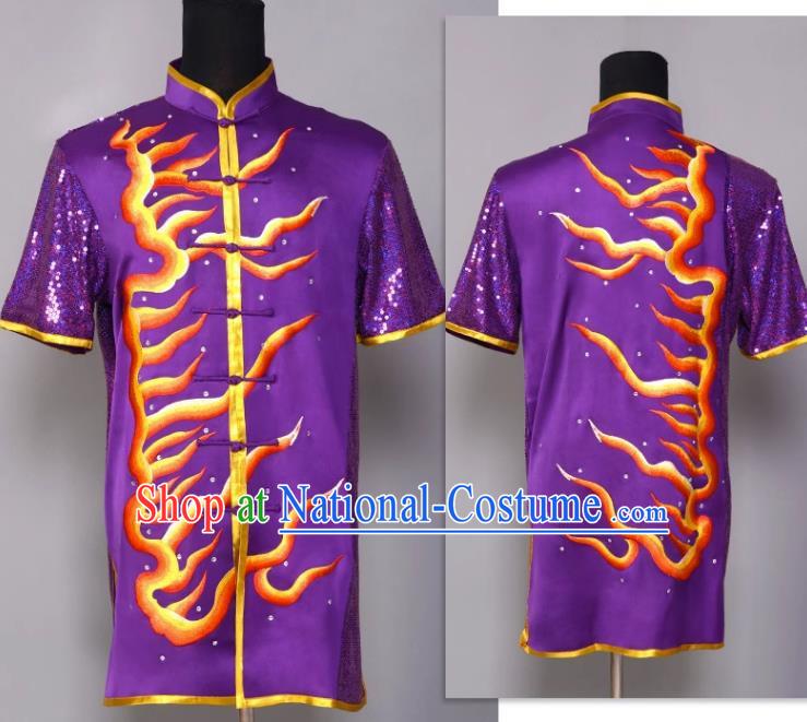 Martial Arts Clothing Embroidery Performance Clothing Flame Changquan Clothing Nanquan Clothing Practice Clothing Chinese Style