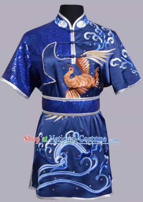 Martial Arts Performance Clothing Competition Color Clothing Embroidery Cloud Crane Same Style For Men And Women