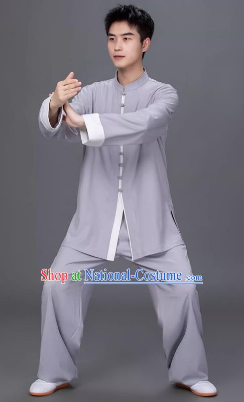 Tai Chi Clothing Cotton Linen Practice Clothing Long Sleeved Performance Clothing Tang Suit Chinese Men