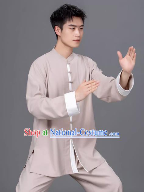 Tai Chi Clothing Cotton Linen Practice Clothing Long Sleeved Performance Clothing Tang Suit Chinese Men