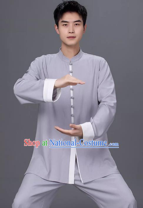 Tai Chi Clothing Cotton Linen Practice Clothing Long Sleeved Performance Clothing Tang Suit Chinese Men