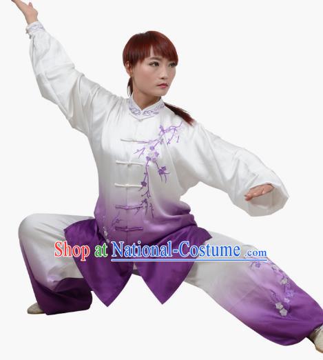 Tai Chi Clothes Winter Plum Herald Spring Embroidered Practice Clothes Spring And Summer Gradient Transitional Colors