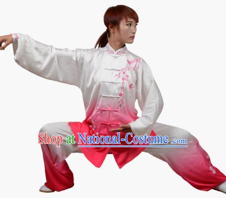 Tai Chi Clothes Winter Plum Herald Spring Embroidered Practice Clothes Spring And Summer Gradient Transitional Colors