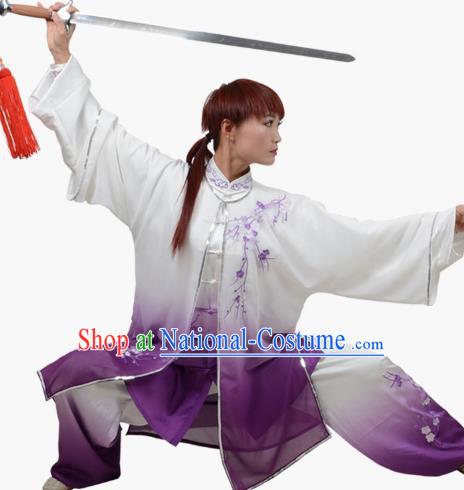 Three Piece Suit Of Tai Chi Clothing Hanmei Heralds Spring Embroidery Practice Clothing Spring And Summer Styles Gradient Transition Color Veil For Men And Women The Same Style