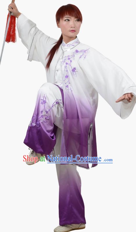 Three Piece Suit Of Tai Chi Clothing Hanmei Heralds Spring Embroidery Practice Clothing Spring And Summer Styles Gradient Transition Color Veil For Men And Women The Same Style