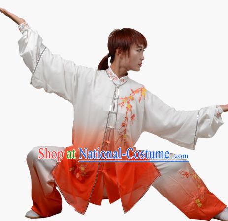 Three Piece Suit Of Tai Chi Clothing Hanmei Heralds Spring Embroidery Practice Clothing Spring And Summer Styles Gradient Transition Color Veil For Men And Women The Same Style