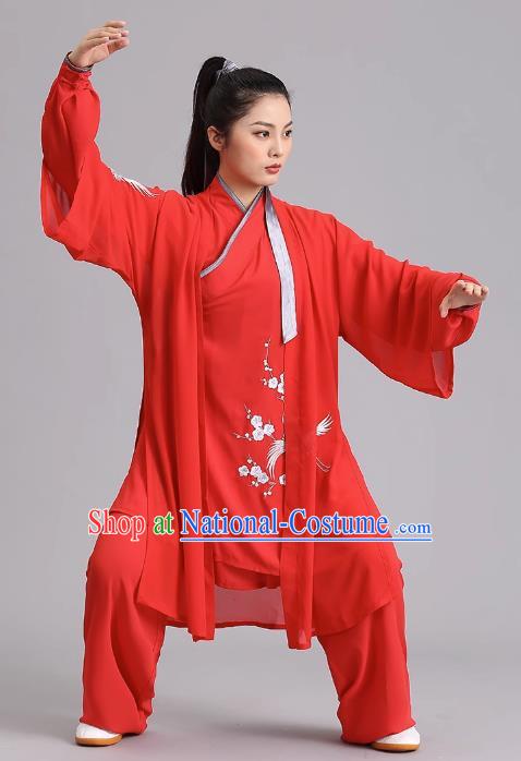 Embroidered Tai Chi Clothing Silk Hemp Three Piece Set Hanfeng Martial Arts Performance Practice Clothing Group Performance Clothing Qigong