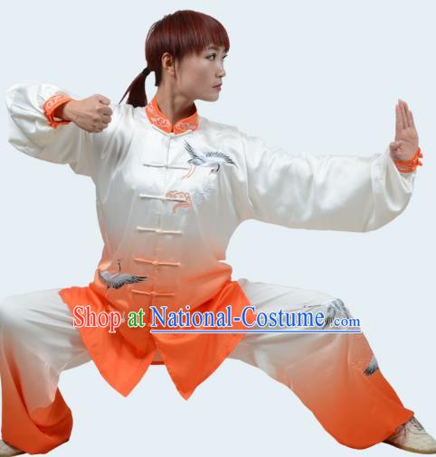 Orange Tai Chi Clothes Yunhe Gradient Transitional Color Three Piece Suit Pillow Embroidery Exercise Clothes For Men And Women Performance Clothes