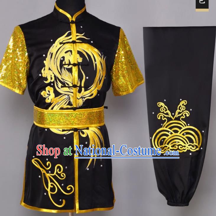 Martial Arts Performance Clothing Chinese Style Embroidery Short Sleeved Long Boxing Competition Performance Clothing Exercise Clothing Male