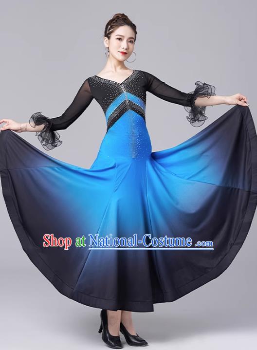 Modern Dance Skirt National Standard Dance Waltz Ballroom Dance Advanced Gradient Large Swing Skirt Practice Performance Clothing