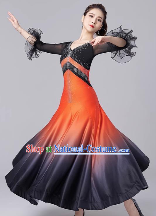 Modern Dance Skirt National Standard Dance Waltz Ballroom Dance Advanced Gradient Large Swing Skirt Practice Performance Clothing