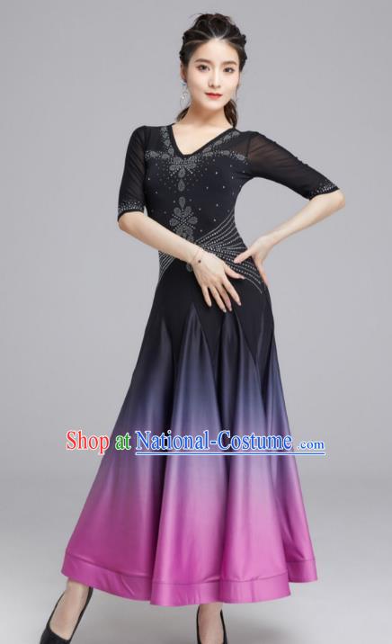 Modern Dance Skirt Female National Standard Dance Waltz Ballroom Dance Latin Dance Gradient Big Swing Dress Practice Performance