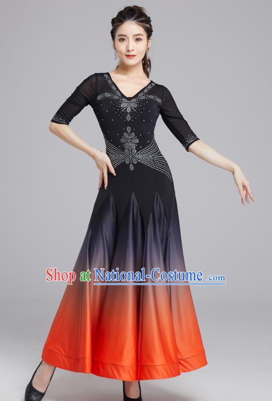 Modern Dance Skirt Female National Standard Dance Waltz Ballroom Dance Latin Dance Gradient Big Swing Dress Practice Performance