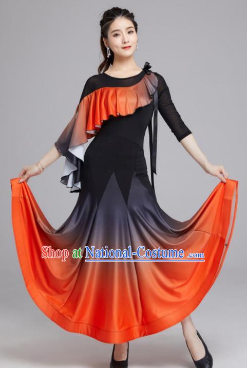 Modern Dance Skirt Female Latin Dance National Standard Dance Waltz Ballroom Dance Gradient Large Swing Skirt Practice Performance Clothing