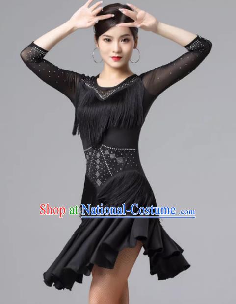 Latin Dance Skirt Performance Clothing Female Adult Modern Jazz Rumba Tassel Professional Competition Clothing Group Training Clothing