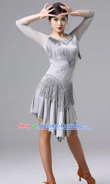 Latin Dance Skirt Performance Clothing Female Adult Modern Jazz Rumba Tassel Professional Competition Clothing Group Training Clothing