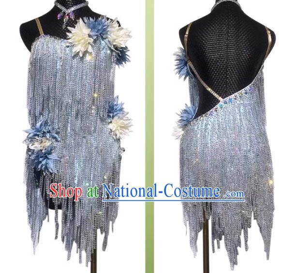 Latin Dance Competition Flower Costume Children Performance Costume Professional Art Test Adult High End Flower Performance With Diamonds