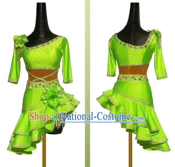 Latin Dance Performance Clothing High End Girls With Diamond Competition Flower Clothing Adult Performance Advanced Version Chacha