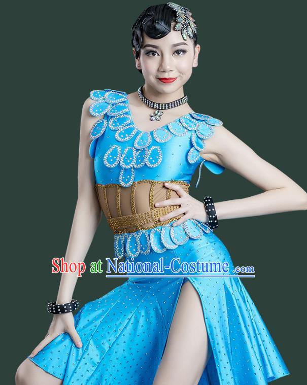 Latin Dance Competition Flower Costume With Diamond Performance Costume Professional Adult Senior Costume