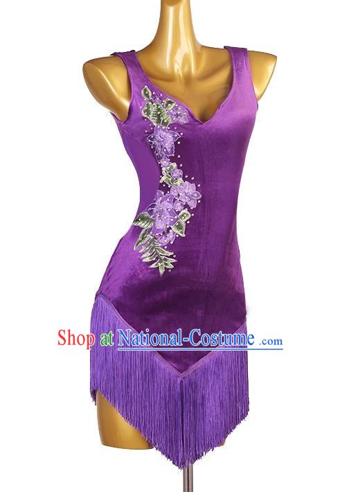 Latin Dance Dress Performance Competition Suit Rumba Cha Cha Dance Skirt Fringed Samba Dance Skirt