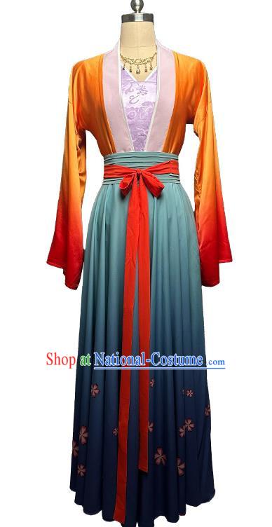 Chinese Dance Classical Dance Han And Tang Dance Large Swing One Piece Dress Group Dance Performance Clothing