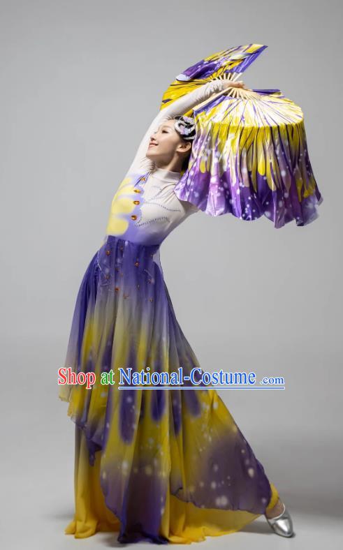 Classical Dance Dream Butterfly Flying Gradient Fan Dance Performance Costume