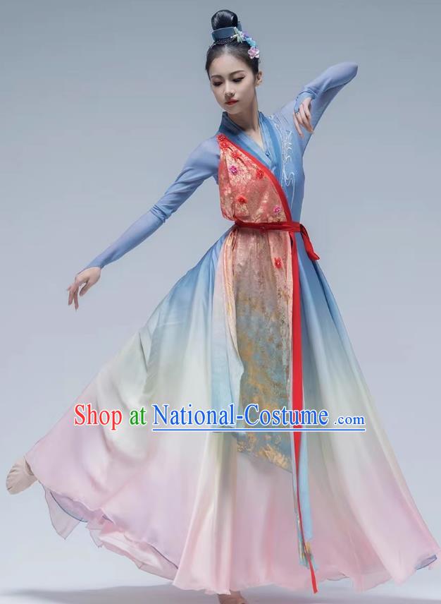 Classical Dance Performance Costume Peach Red Paper Dance Costume Art Test Solo Dance Competition Costume