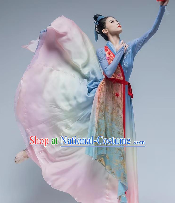 Classical Dance Performance Costume Peach Red Paper Dance Costume Art Test Solo Dance Competition Costume