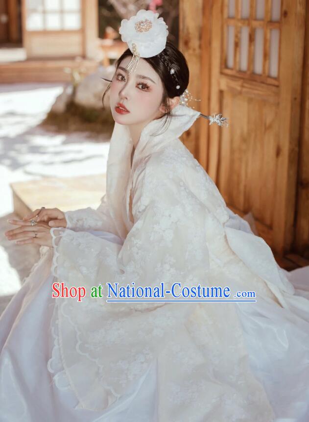 Korean Bride White Fashion Princess Hanbok Traditional Costume Wedding Dress