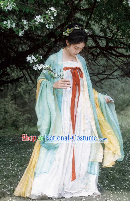 China Ancient Court Woman Silk Dresses Woman Hanfu Tang Dynasty Princess Clothing Traditional Costumes