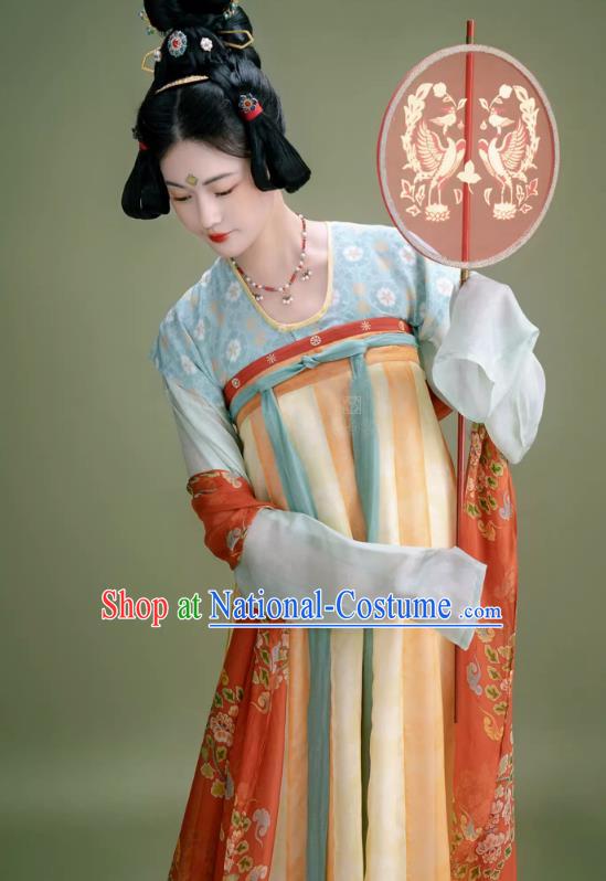 China Tang Dynasty Palace Lady Clothing Traditional Costumes Ancient Royal Princess Silk Dresses Woman Hanfu