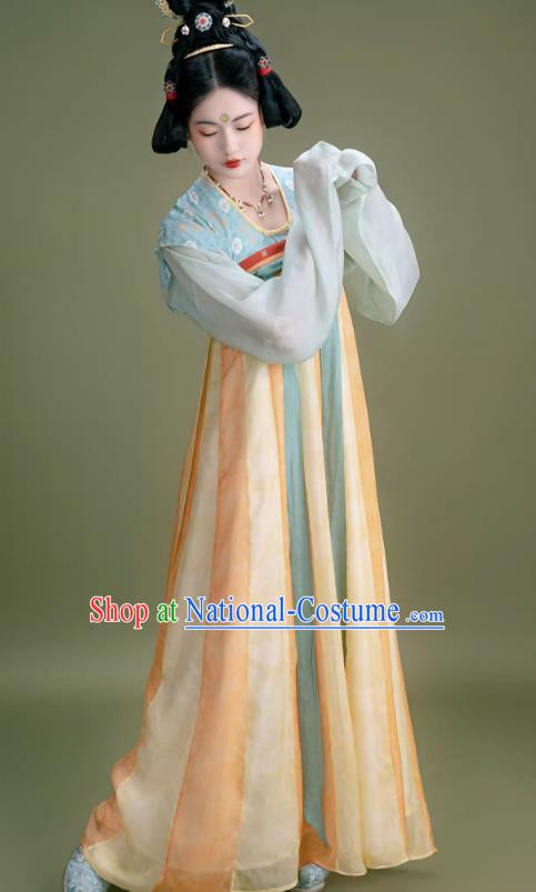 China Tang Dynasty Palace Lady Clothing Traditional Costumes Ancient Royal Princess Silk Dresses Woman Hanfu