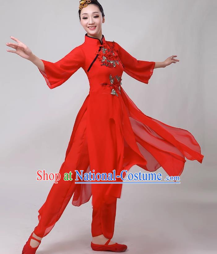 Classical Dance Performance Costume Female Elegant Fan Umbrella Dance New National Dance Costume Performance Square Dance Yangko Costume