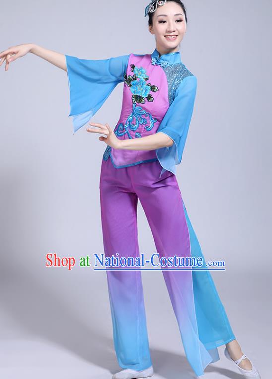 Classical Dance Performance Costume Female Elegant Fan Umbrella Dance New National Dance Costume Performance Square Dance Yangko Costume