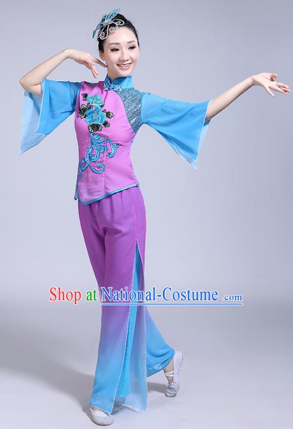 Classical Dance Performance Costume Female Elegant Fan Umbrella Dance New National Dance Costume Performance Square Dance Yangko Costume