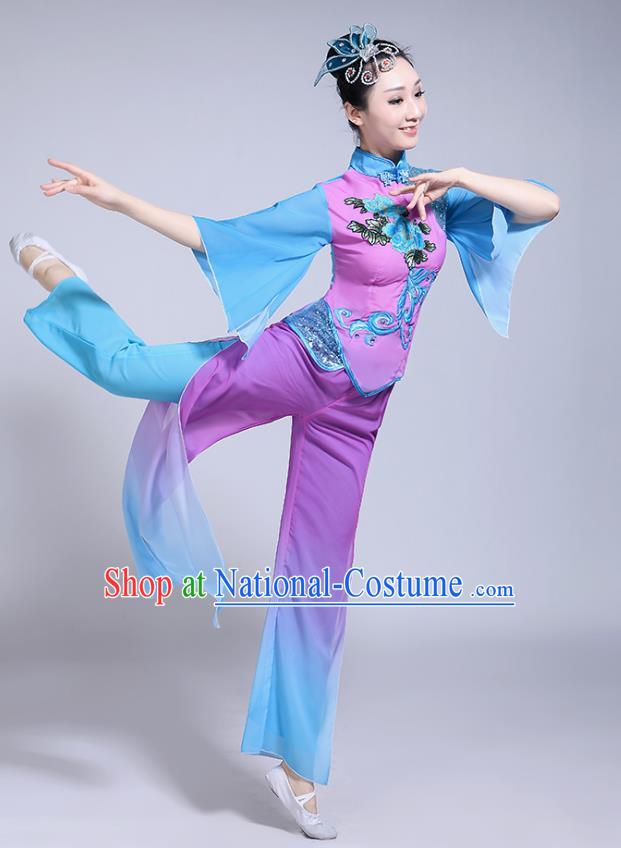 Classical Dance Performance Costume Female Elegant Fan Umbrella Dance New National Dance Costume Performance Square Dance Yangko Costume