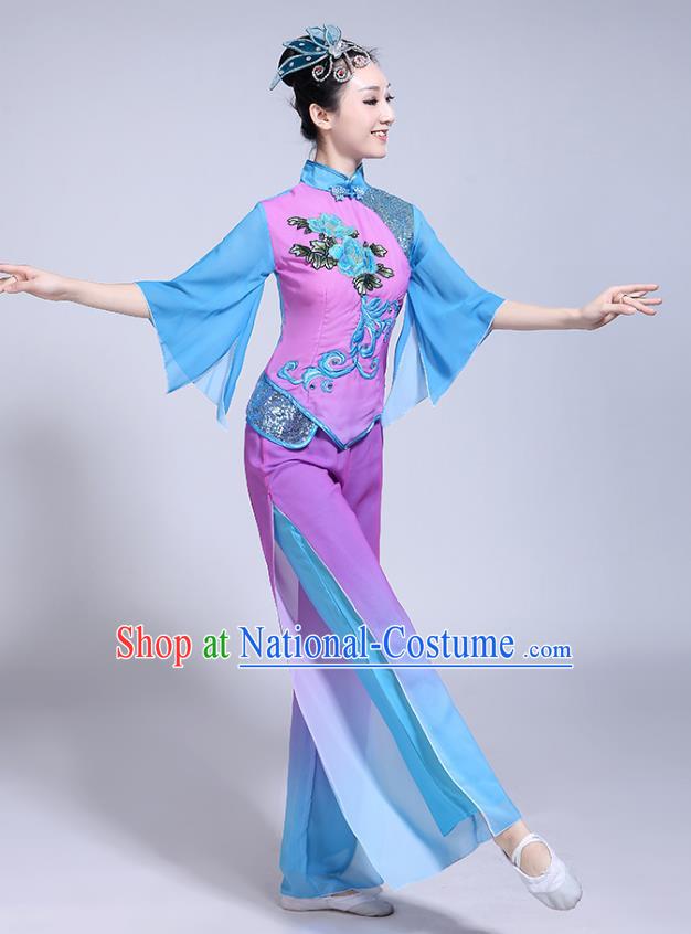 Classical Dance Performance Costume Female Elegant Fan Umbrella Dance New National Dance Costume Performance Square Dance Yangko Costume