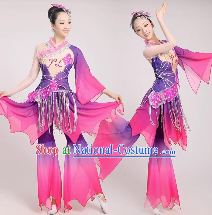 Classical Dance Performance Costume Female Elegant Fan Umbrella Dance New National Dance Costume Performance Square Dance Yangko Costume