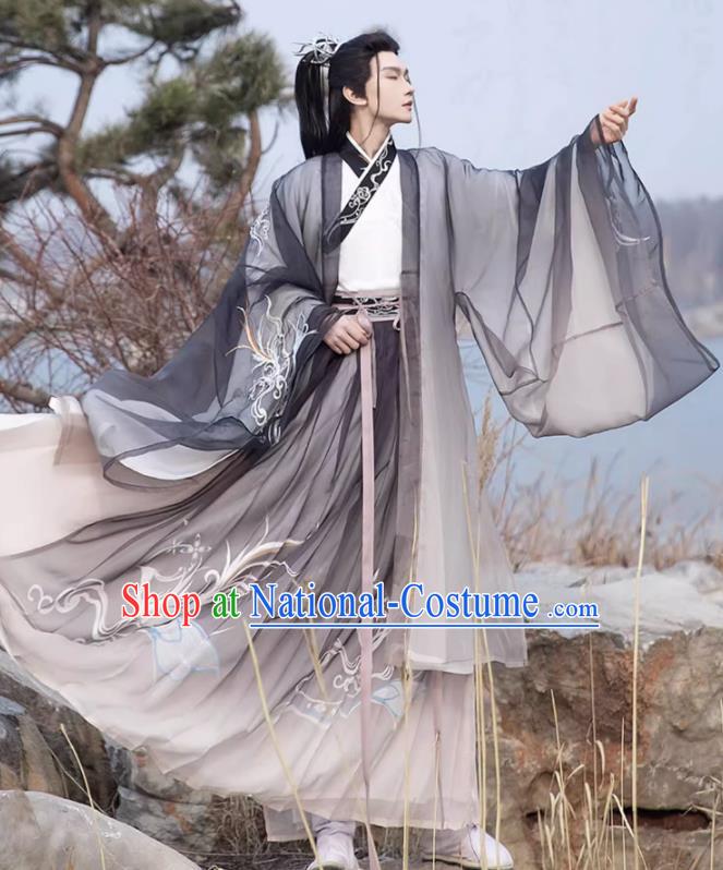 Chinese Jin Dynasty Noble Childe Costumes Traditional Male Hanfu Ancient Swordsman Clothing