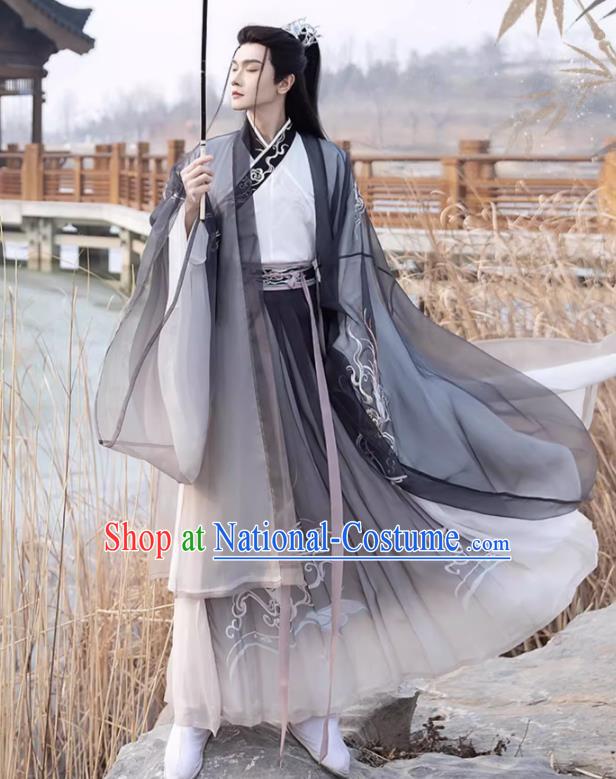 Chinese Jin Dynasty Noble Childe Costumes Traditional Male Hanfu Ancient Swordsman Clothing